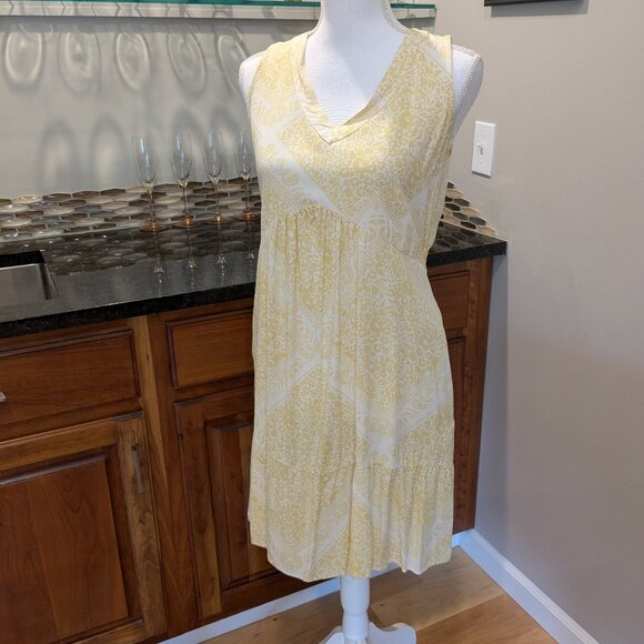NWOT Butter Yellow Tiered V-Neck Sun Dress Sundress Coverup Cover Up Pockets - Picture 1 of 4